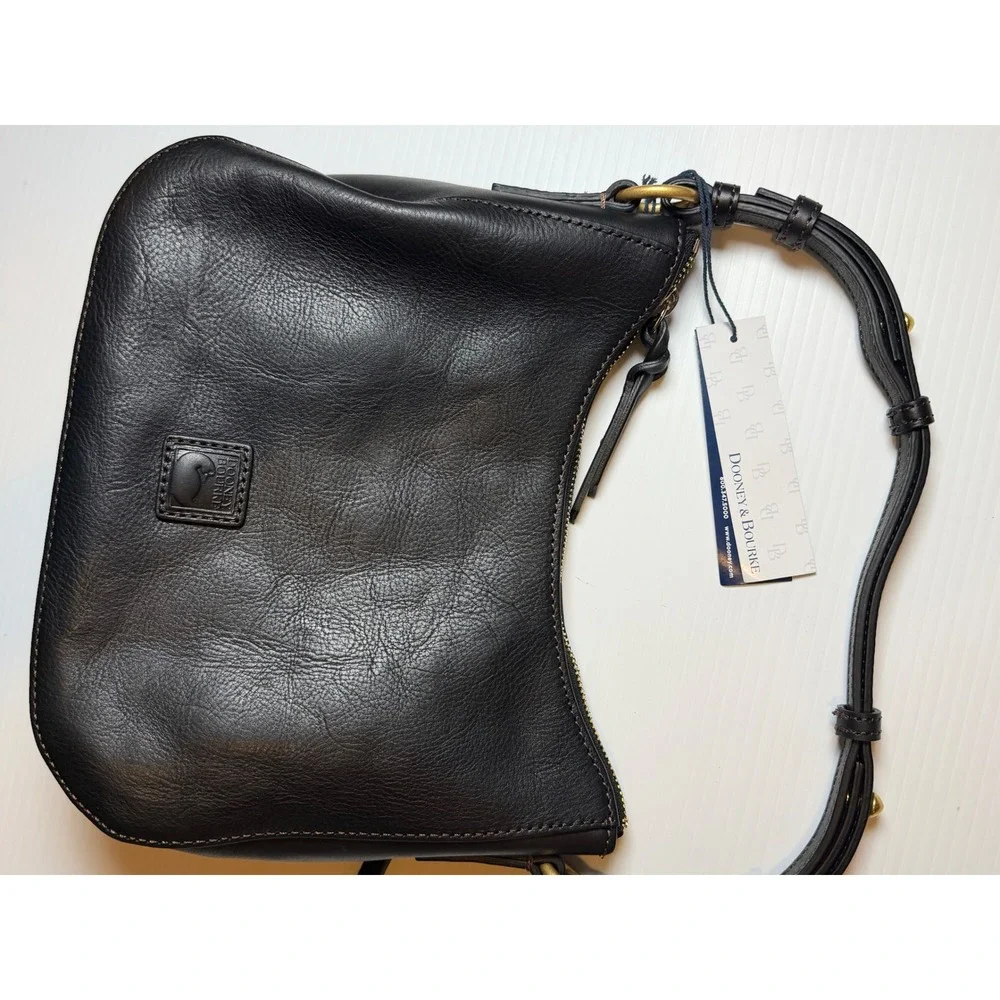 Dooney & Bourke Florentine Leather Small Kiley Hobo Bag Black Gold Hardware NWT